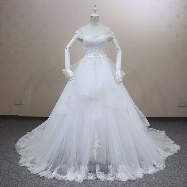 

sheer крест декольте hand made цветочная талия lacetulle свадебное платье 2018 мода лодка шеи свадебные платья закрытые свадебные платья wd0, White