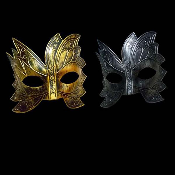 Завод прямых продаж Хэллоуин золото серебро бронза римские мужчины половина лица солнце цветок гравировка венецианская маска