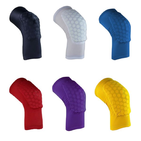 

wholesale- honeycomb anti slip pad basketball leg long crash proof protector elastic knee pads fitness sports good quality