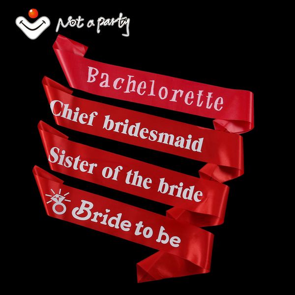 

wholesale-red wedding event mariage satin sash white printing hen favor party event supplies bachelorette bride to be bridesmaid fun party