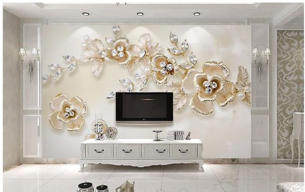 

Жемчужный цветок 3D Европейский телевизор фоне росписи 3D обои 3D обои для ТВ фоне