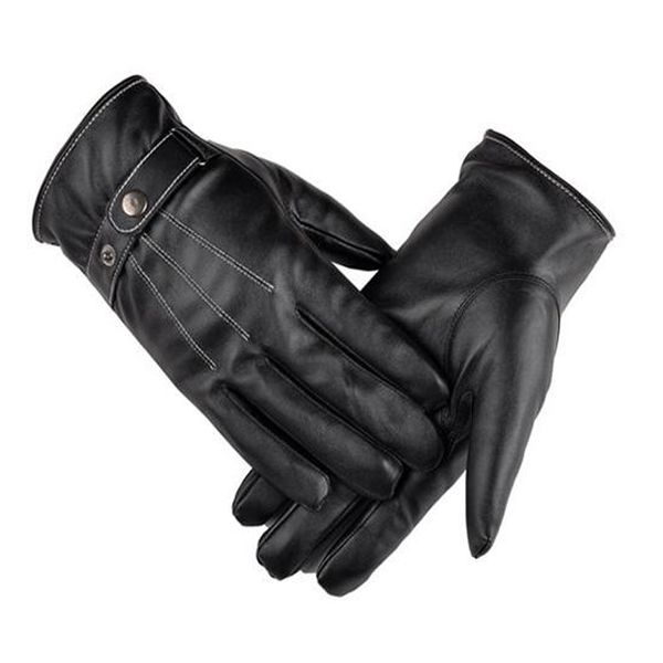 

windproof men black leather motorcycle biker cycling touching gloves winter warm full finger waterproof touch screen gloves for phone tablet