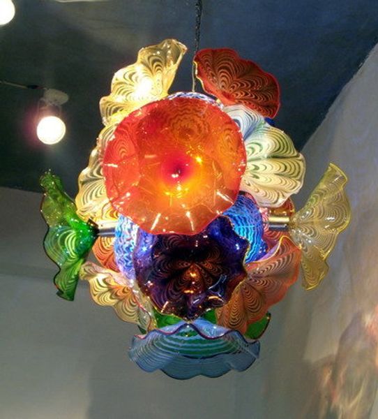 

Cla ic new fa hion tyle murano gla multi color flower plate led blown gla chandelier lighting girban brand