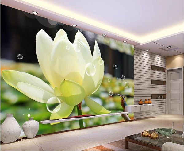 

high-tech lotus kingfisher close-up tv background wall mural 3d wallpaper 3d wall papers for tv backdrop