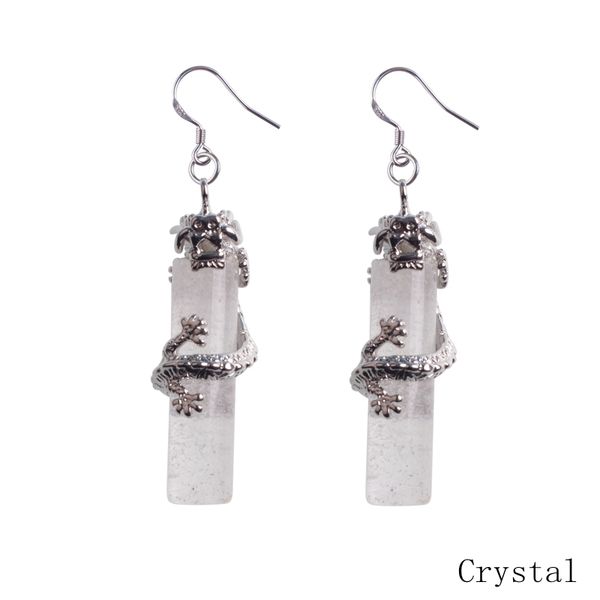 

925 sterling silver natural stone crystal dangle & chandelier column chinese dragon national wind earrings for women long earringsdrop earri