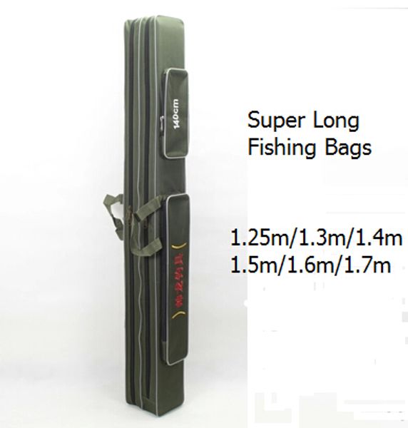 

wholesale- 1.25m 1.3m 1.4m 1.5m 1.6m 1.7 m canvas fishing rod bag super long two layer fishing bag long pole package fishing tackle bags