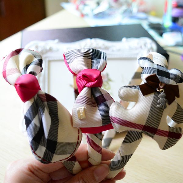 

wholesale- sweet baby girls' hairbands classic plaid kids headband fashion headwear accessories, Slivery;white
