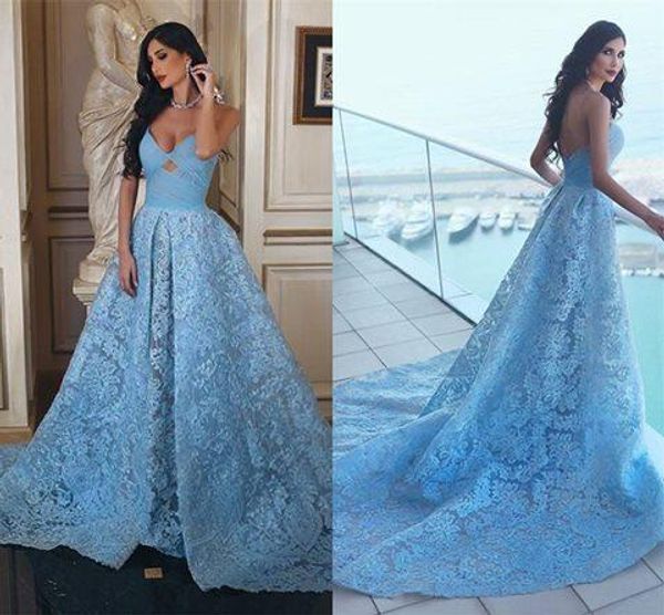 

formal long evening dresses 2017 arabic light sky blue lace a line prom dress custom sweetheart vestidos festa celebrity party gown, Black;red