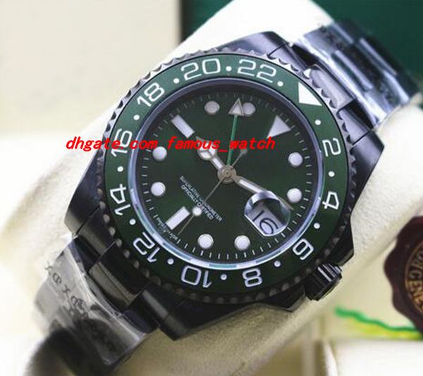

luxury fashion wristwatch new style stainless steel & with pvd coating green 116710 ceramic bezel mechanical men watches, Slivery;brown