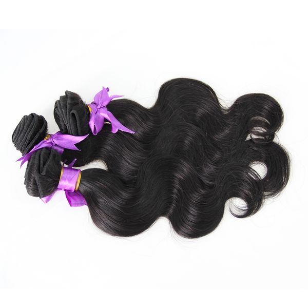 Estensioni dei capelli Bundles Natural Black 3pcs malese dell'onda del corpo dei capelli vergini pacchi economici di tessuto doppio disegnato, No spargimento, groviglio libero