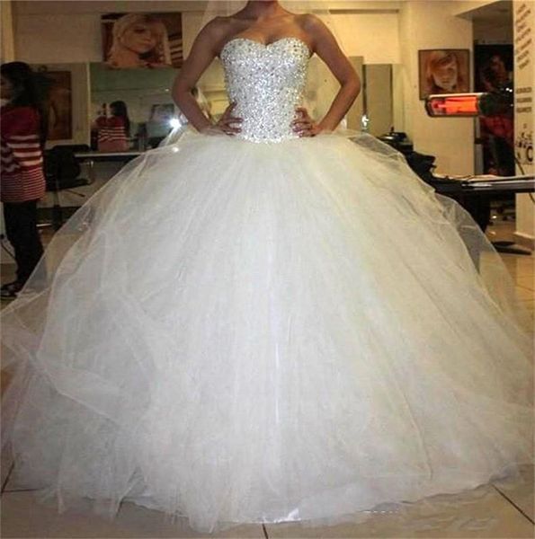 

plus size wedding dresses vestidos de novia tallas grandes 2019 crystals princess ball gown puffy wedding dress, White