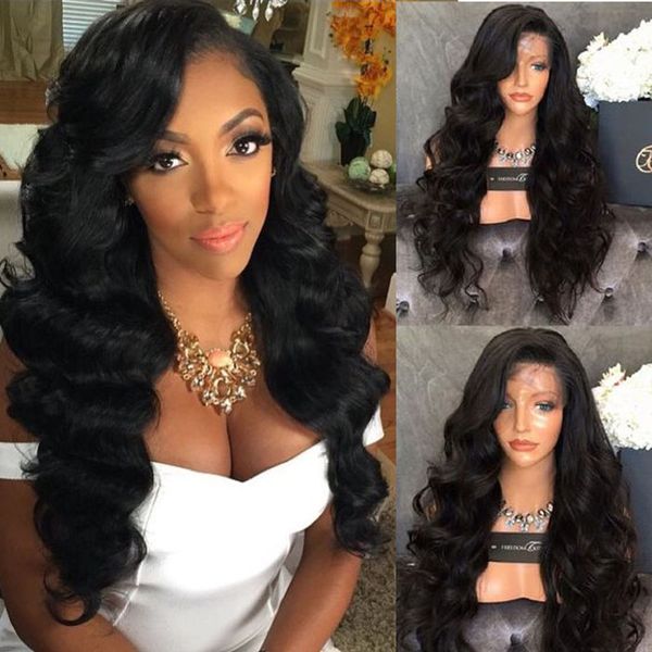 

brazilian hair full lace human hair wigs brazilian body wave lace front wig glueless full lace wig for black women 130%&150% density, Black;brown