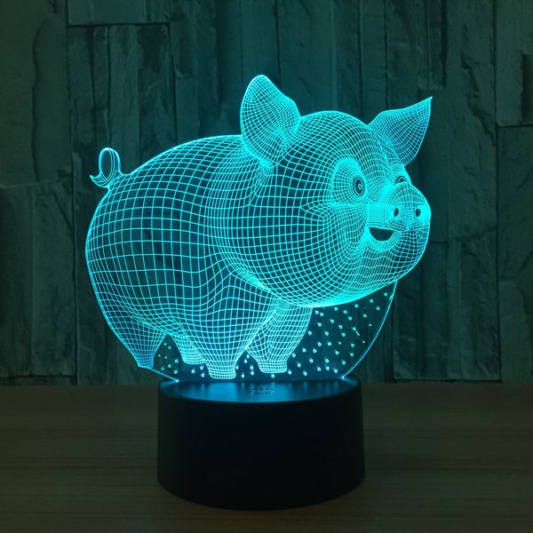 

3D Свинья Иллюзия Лампа Night Light DC 5 В USB Зарядка 5-й Батареи Оптовая Dropshipping Бесплатная