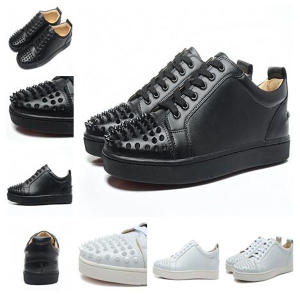 

wholesale new men and women designer sneakers 2017,famous brand red bottom designer mens luxury shoes genuine leather,white spiked toe flats, Black