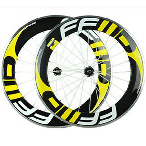 

Yellow decal fa t forward ffwd carbon wheel 88mm 3k clincher full carbon bike bicyle wheel et with novatce 271 372 hub