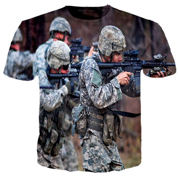 

новые моды лета мужчины / женщины храбрый солдат harajuku стиль смешные 3d печати повседневная футболка s-5xl h78, White;black