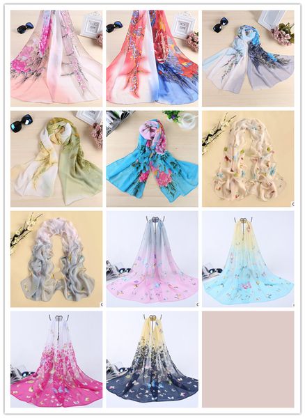 

thin peony birds hijabs chiffon scarf autumn gift soft printed fashion neckerchief pashmina for women scarves ladies winter rnbbl, White;black