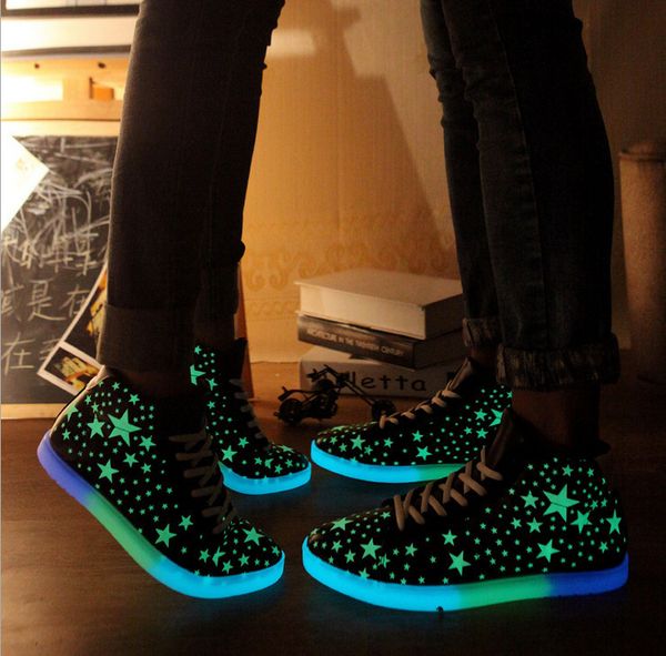 

led luminous shoes 2017 led casual shoes for women & men fashion led lights up shoe for chaussure lumineuse, Black