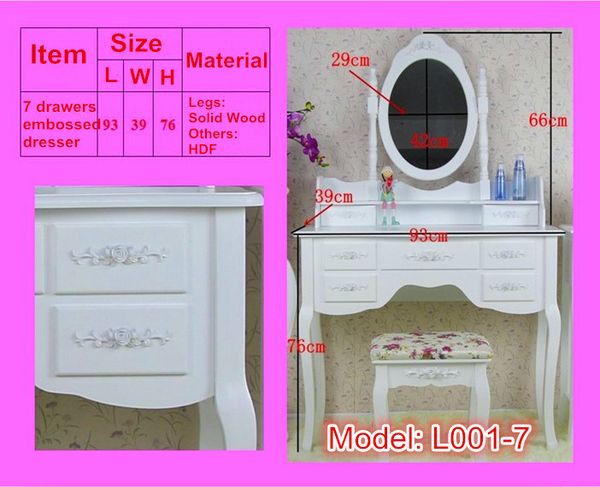 2020 White Ivory Colored Queen Anne Style Dresser Make Up Dressing