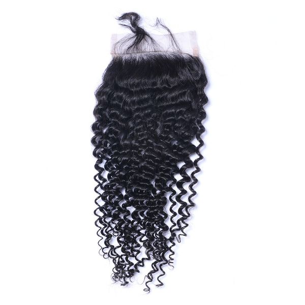 

Curly Lace Closure Bleached Knots Brazilian Virgin Deep Curly Human Remy Hair Closure Free Middle 3 Part Silk Base 4*4 Lace Closure