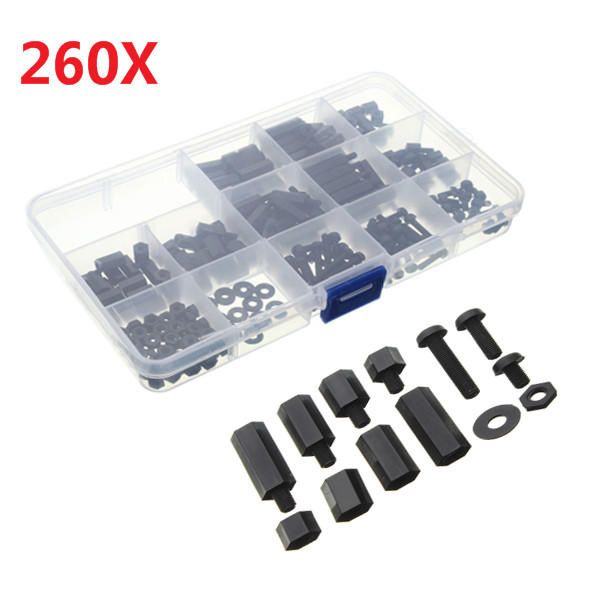 

m3nh2 m3 nylon screw black hex screw nut nylon pcb standoff assortment kit 260pcs