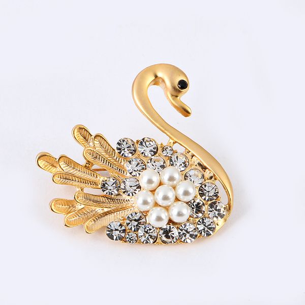 

korean fashion animal brooch rhinestones little swan diamond brooches personality noble accessories brooches jewelry, Gray