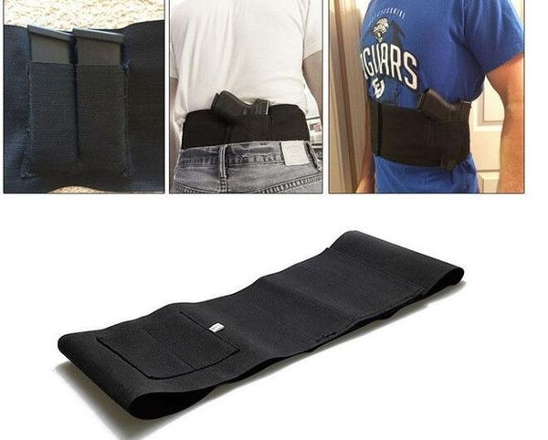 

Tactical adjustable belly band waist pistol gun holster with 2 mag pouches bag