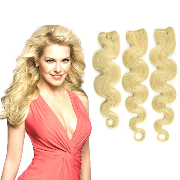 

elibess blonde 60# 613#22# indian body wave 3pcs lot 100g/pcs indian virgin human hair extensions ing, Black