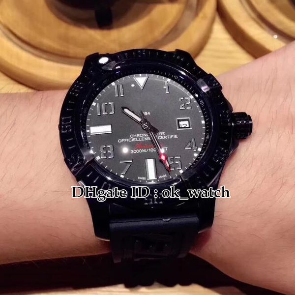 

new avenger ii seawolf a1733110 44mm black dial men's automatic watch blacksteel case rubber strap gents luminous watches, Slivery;brown