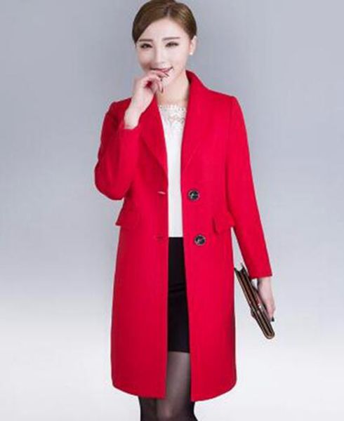 

женщины темперамент весенне - осенний период и хань издание мода два зерна пряжки ткань пальто / m-4xl, Black