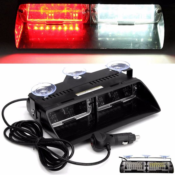 

16 led flash light 16w white+red windshield warning emergency flashing/strobe light lamp interior dash