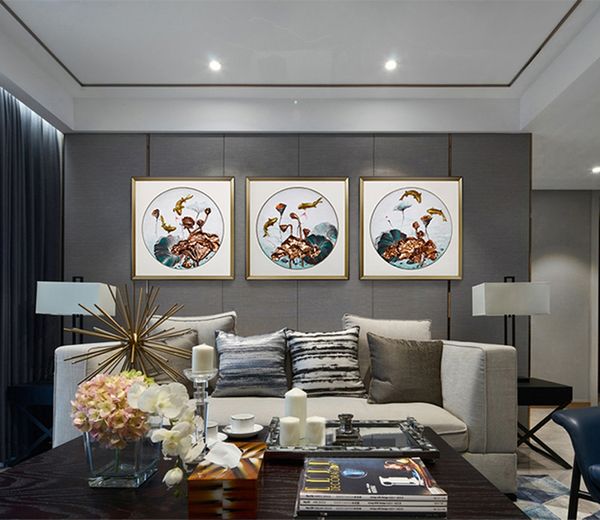 2019 2017 Sale Real Aluminum Wall Sculpture Casting Folk Art China Handmade Metal Wall Art Lotus Flower With Fish Wooden Framed For Home Decor From