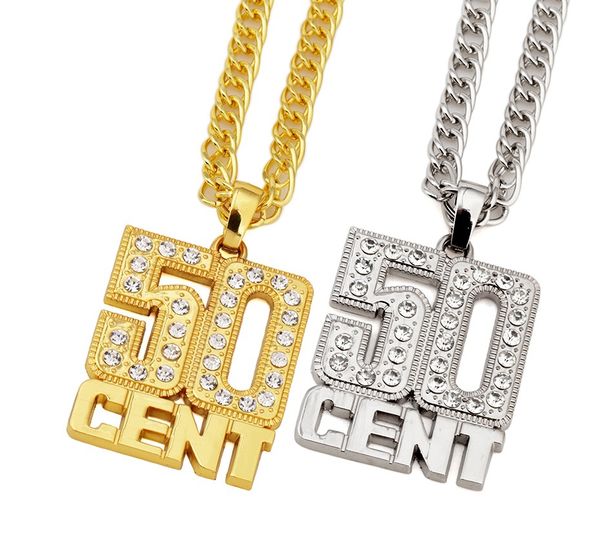 

new arrival gold/silver plated rapper letter poster 50 cent necklace accessories necklaces pendants for women men jewelry
