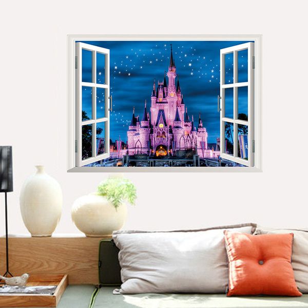 

new princess castle window wall stickers decal nursery bedroom wall art wallpaper poster home décor ing