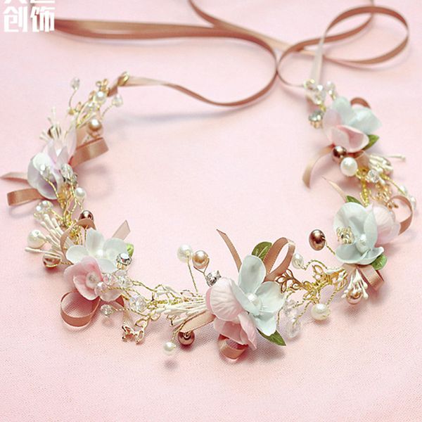 

Boho Свадебные Головные Уборы Повязки Для Волос Цветы Потрясающий Горный Хрусталь