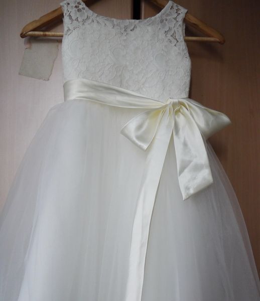 Blumenmädchenkleider, A-Linie, langes Spitzen-Partykleid für Mädchen von 2 bis 14 Jahren, Robe Fille, Spitze, Tüll, weiße Blumenmädchenkleider für die Hochzeit