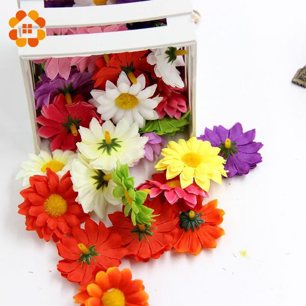 

wholesale- 10pcs small silk sunflower handmake artificial flower head wedding decoration diy wreath gift scrapbooking craft fake flower