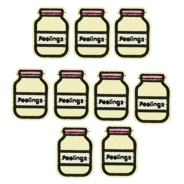 

10pcs milk bottle embroidery patch for clothing iron-on patch sewing supplies accessories badge stickers on clothes applique iron on patches, Black