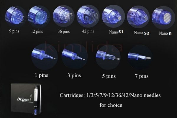 50pcs Cartuccia ago 1/3/5/7/9/12/36/42/ nano ago Attacco a baionetta per penna Dr.pen derma penna microneedle ricaricabile dermapen ago Migliore qualità