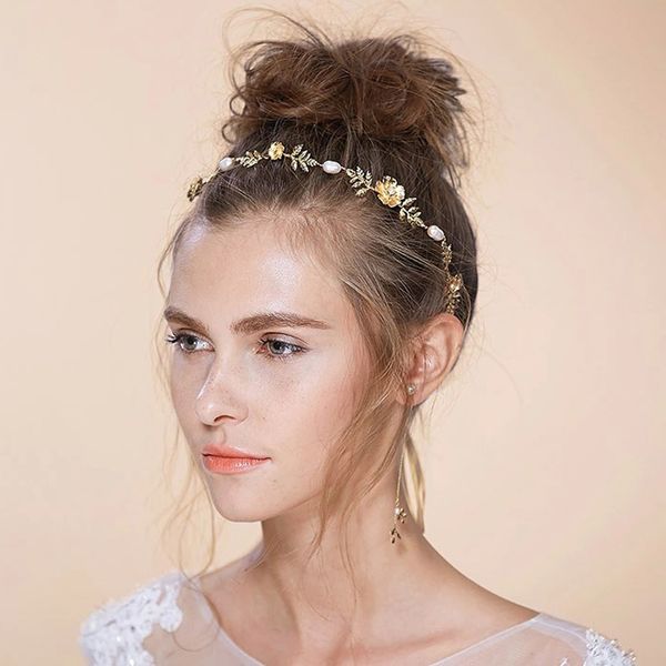 

new freshwater pearl bridal hair vine accessories headpieces hair clip hairband flower headband wedding christmas gift women hair jewelry, Slivery;golden