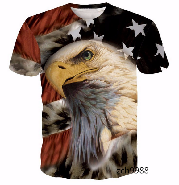 

new fashion womens/mens usa america flag eagle short sleeves 3d print t-shirt summer casual t-shirt s--5xl aa134, White;black