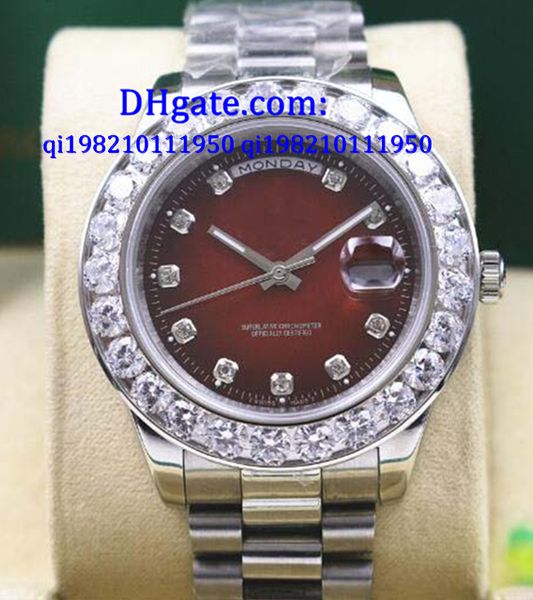 

2017 218239 brown dial mens day-date 2 ii 18k 41mm president yellow gold bigger diamond mechanical men watches, Slivery;brown
