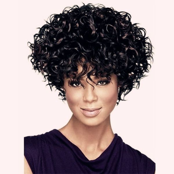 

Афроамериканские вьющиеся короткие парики синтетические высокой тепла волокна,