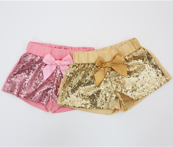 

girls shorts sequin cute summer shorts 1-3y toddler baby girls clothes bowknot sparkle party shorts gold glittery bead piece kids clothing, Black