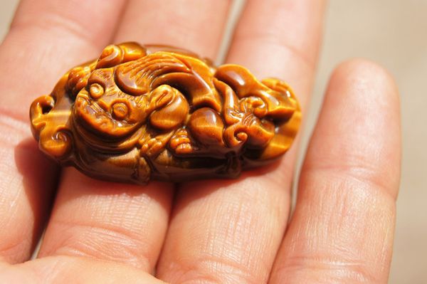 

natural tigereye the mythical wild animal. talisman necklace pendant, Silver