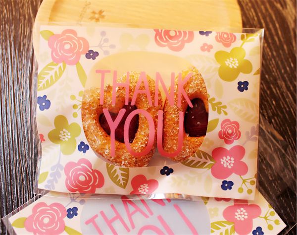 

bolsas de regalo 300pcs lot10x133cm thank you biscuit candy selfadhesive bag small westernstyle snacks gift diy baking packaging bags