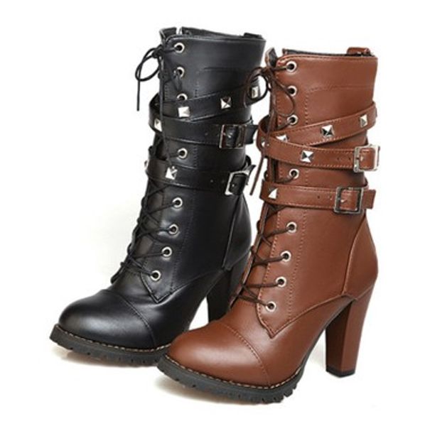 

women's shoes high heels central boots large size martin boots, Black