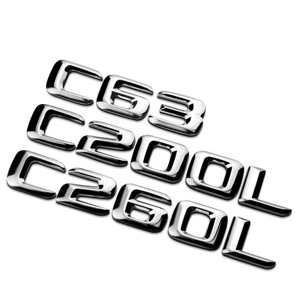 

2015 edition digitals letters chrome abs refitting car styling trunk discharging mark sticker for benz 4matic c63 c260 c200l
