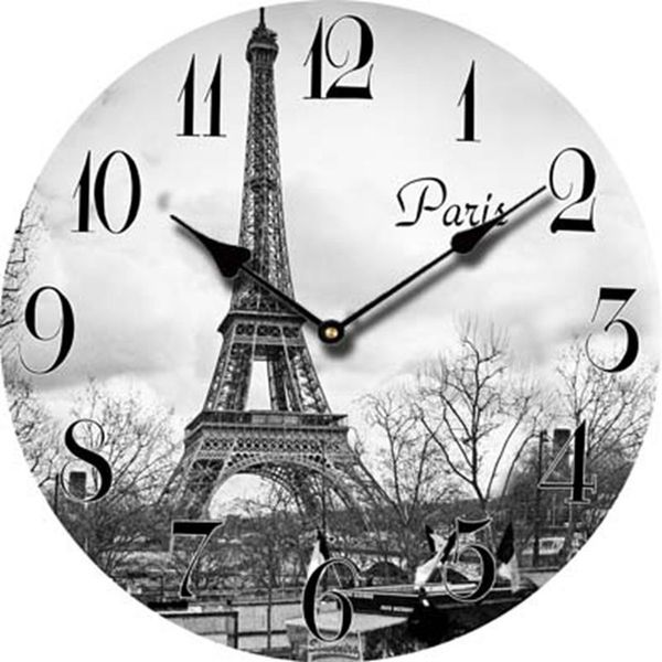 Wholesale Europe Paris Eiffel Tower Cheap Wall Clock Decor Large