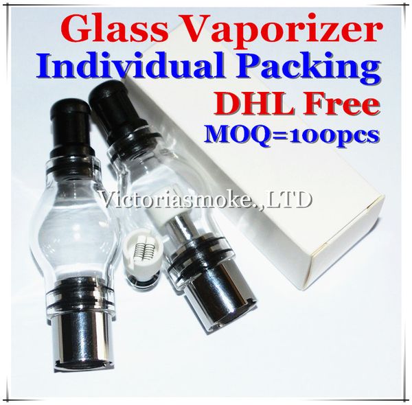 

Glass atomizer Dual Ceramic Coils pyrex glass tank Wax dry herb vaporizer pen vapor Wax Atomizer electronic cigarette glass atomizer
